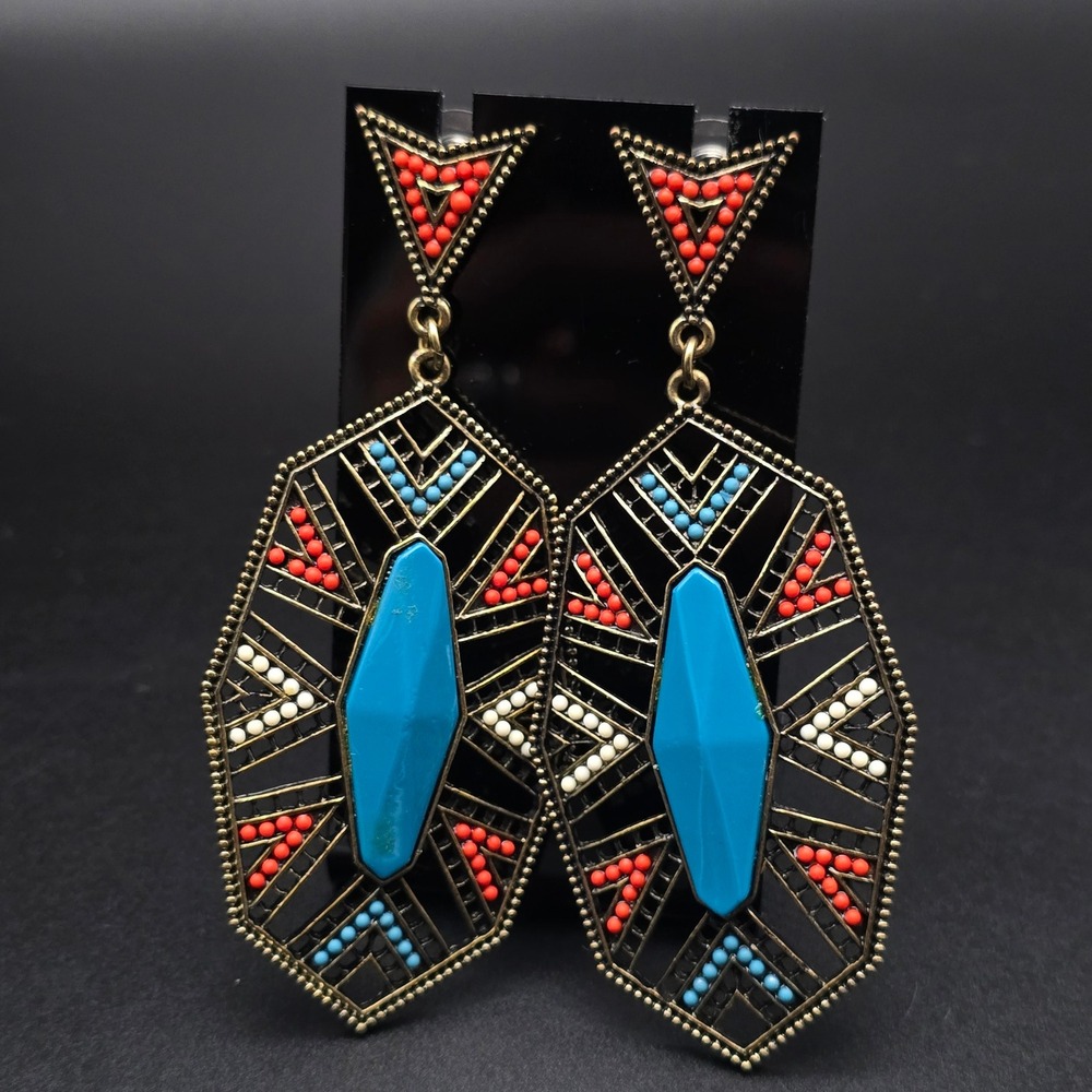 Turqupose Geometric Earrings Boho Southwest Style Pierced